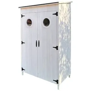 LECO Gartenschrank Toni 118 x 70 x 190 cm Weiß
