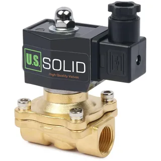 U.S. Solid Elektrisches Magnetventil 1/2 Zoll Messing, DC 12 V Gleichstrom, stromlos geschlossen, Viton, Luft, Wasser, Öl, Kraftstoff, G-Gewinde