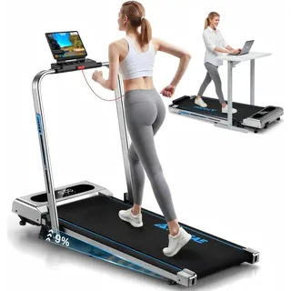 Laufband für Zuhause, FOUSAE 5 in 1 Walking Pad, 12km/h Klappbar Laufband mit 9% Steigung, 2.75HP Walking Machine mit LED-Anzeige, Fernbedienung und App, 12 HIIT, Bis 160 kg, Keine Installation