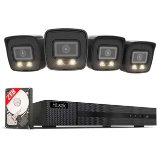 Hilook by HIKVISION PoE Überwachungskamera Set Außen, 4 Bullet Kameras 4K, 2 TB HDD,