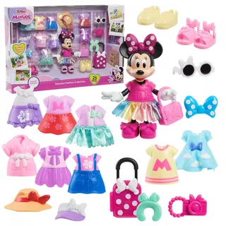 Just Play Disney Junior Minnie Mouse Fabulous Fashion Collection Gliederpuppe und Zubehör, 25-teilig, Kinderspielzeug ab 3 Jahren