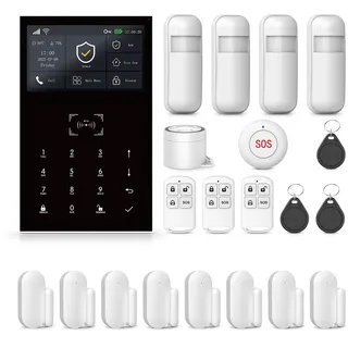 PGST Heim-Alarmanlage,4G/WiFi-Sicherheitssystem für Zuhause,DIY-erweiterbare Tür- und Fenstersensoren, Bewegungsmelder, App-Sofortbenachrichtigungen, Kompatibel mit Alexa und Google