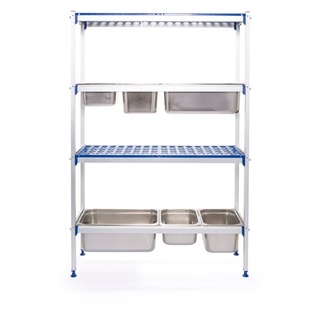 HENDI Regalsystem, aus Aluminium, für GN Behälter, 112x355x(H)1685mm, Polypropylen