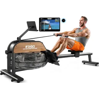 Rudergerät für Zuhause Wasserwiderstand Rudergeräte:28L Wassertank Rudergeräte mit LED Bluetooth Monitor & Verstellbarer Tablet Halter Geeignetgröße für max. 200CM