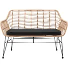 Sitzbank SALESFEVER "Wels Komfortable Bank", schwarz (natur, schwarz, schwarz), B:120cm H:85cm T:69cm, Metall, Polypropylen, Sitzbänke, Küchenbank Sitzbank Rattan-Sofa, Indoor- und Outdoor geeignet