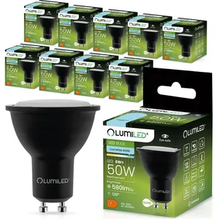 Lumiled GU10 LED Lampe 6W 580 Lm Leuchtmittel 6500K kaltweiß Strahler Spot, ersetzt 50W Halogenlampen 120° Reflektorlampen Reflektor 10 Stück Lampen