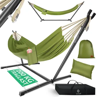 Kesser KESSER® Hängematte LAKE mit Gestell Doppelhängematte für 2 Personen-Stabiler Rahmen 200kg Belastbarkeit Indoor & Outdoor XXL Hängesessel Doppel Mehrpersonen Garten Pool Balkon Terrasse