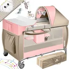 KIDIZ® Babybett Reisebett Kinderreisebett Faltbar mit Matratze 120x60, Seiteneingang, Wickelauflage, Mosktionetz, Spielbogen & Tragetasche Baby Beistellbett Kinderbett ab Geburt bis 15 kg