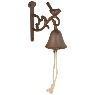 Esschert Design Türglocke Vogel S aus Gusseisen und Baumwollkordel,7,5 x 14,4 x 15,5 cm