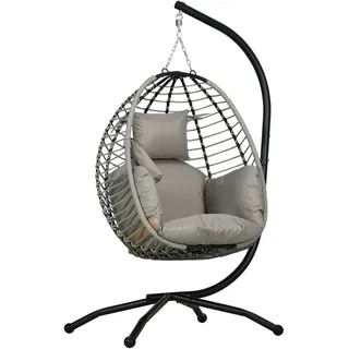 Outsunny Hängesessel oval Grau 1-Sitzer mit Gestell