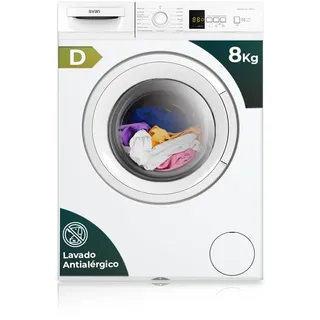 Svan Lavadora 8Kg Carga Frontal SL8201DD Blanco. 1200 rpm D Blanco Display LED manual Lavado Antialérgico