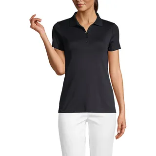 Lands' End Damen-Poloshirt aus Supima-Baumwolle, Schwarz, Groß - L