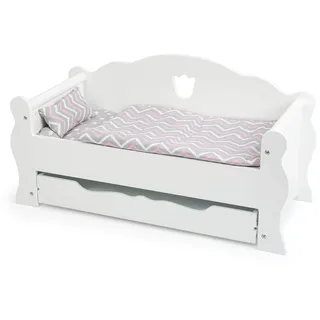Legler Small foot 12024 - Puppentagesbett, Puppenbett mit Bettzeug, weiß, Holz, L/B/H: 56x23x28cm
