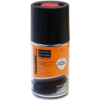 FoliaTec Auspuff 2K Lackspray Spraydose Spray Sprühlack Hitzebeständig, schwarz glänzend, 250 ml