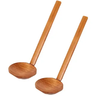 Liummrcy Ramenlöffel langes Griff, Holz Ramenlöffel, Holzlöffel Ramen Löffel Holz großer heißer Pot Löffel Schildkröte Getränke Suppe Löffel 2pcs