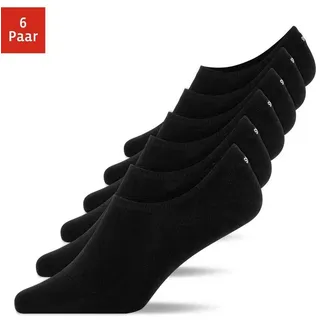 SNOCKS Füßlinge für Damen und Herren aus Bio-Baumwolle 6 Paar - Rutschfeste und unsichtbare Sneakersocken - Kurze Socken Gr. 35-38 - Farbe Schwarz - 35-38