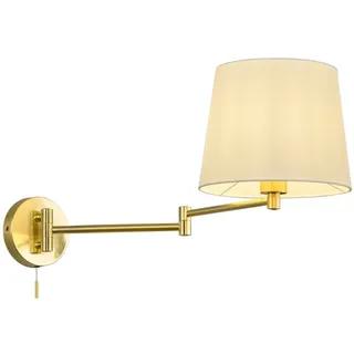 TRIO Leuchten LED Wandleuchte, LED wechselbar, schwenkbare Leselampe Wand mit Schwenkarm & Zug-schalter, Höhe 32cm goldfarben