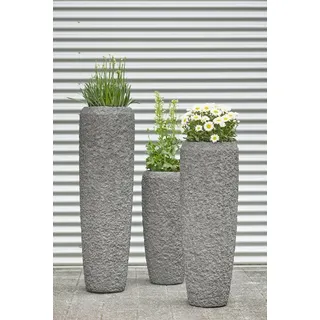 Flingora Bodenvase Cleo, mit Einsatz - Fiberglas - Indoor & Outdoor - Lavagrau - Höhe 117 cm grau Ø 34 cm x 117 cm