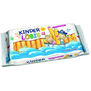 Kinder Löbis, Löffelbiskuits ohne Zuckerkruste, leckere Kinderkekse, Doppelpack 200g (2 x 100g)