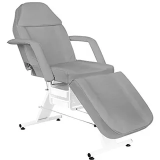 ACTIVESHOP Basic 202 Kosmetikliege Massageliege Massagetisch Massagestuhl Grau bis 150 kg belastbar Premium-PU-Leder mit Aufbewahrungsladen 180 x 60 x 75 cm (L x W x H)
