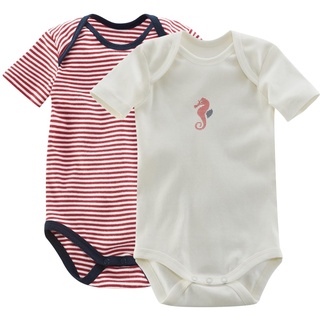Living Crafts - ELVES | Kurzarm-Body, 2er Pack Unisex Baby Kurzarm mit Aufdruck | Baby Kurzarm-Body Suit fur Jungen und Mädchen (Poppy/White, 62/68)