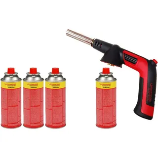 Rothenberger Industrial RS 300 Brenner Aufsatz inkl. 4 x Multigas 338g Piezo 180-360 °C Drehung/Über Kopf Lötbrenner Gasbrenner - 1500005150