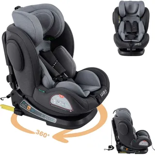 Fourward Baby Autositz Kindersitz 360°drehbar mit ISOFIX 360° drehbar i-Size 40-150 cm / Grau