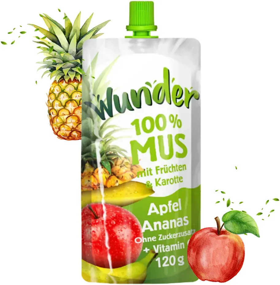 WUNDER Quetschie Mus 12 x 120g Apfel-Ananas
