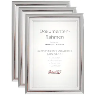 IDEAL TREND 2er 3er 5er 10er Pack Dokument Bilderrahmen 21x29,7 DIN A4 Urkunde Foto Rahmen: Farbe: 3er Pack Silber