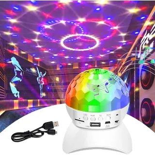 Disco Ball Lights, DJ Strobe Lights mit Bluetooth-Lautsprechern RGB-Bühnenbeleuchtung, weihnachtliche tragbare Crystal Party Lights KTV Club Bar Show Home Theatre (weiß)