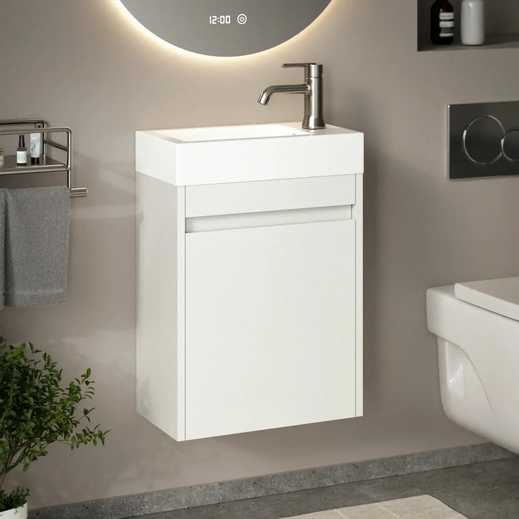 Gäste-WC-Möbel Vivo – 40 cm – Weiß - Weißes Waschbecken - Vorbestellen