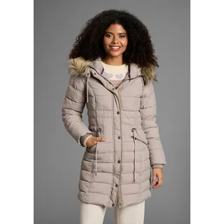 Steppjacke KANGAROOS, Damen, Gr. 34, grau (taupe), Web, Obermaterial: 100% Polyester. Besatz: 80% Polyacryl, 20% Polyester. Futter: 100% Polyester. Wattierung: 100% Polyester, kontrastfarbene Details, unifarben, figurbetont Po-bedeckend, Rippbündchen, Jacken, figurbetonter Schnitt, mit Reißverschlusstaschen, Topseller