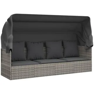 furnicato Outdoor-Loungebett, Grau, Kunststoff, 203x127x65 cm, Loungemöbel, Gartensofas