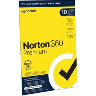 NortonLifeLock Norton 360 Premium | 10 Geräte | 1 Jahr | Aktivierungscode in Originalverpackung