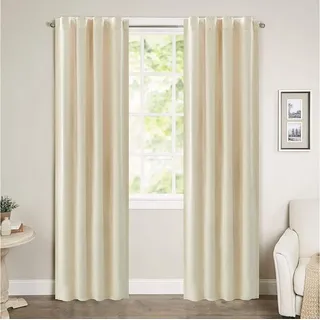 Woltu Samtvorhang Verdunklungsgardine mit Kräuselband Blickdicht Thermogardine, 300 g/m2 Schwere Samtige Verdunklungsvorhang für Schlafzimmer Geräuschreduzierung Beige 140x225 cm (1 Stück)