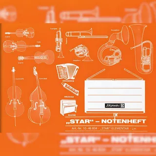 Brunnen Notenheft A5quer Star Lineatur 14 8 Blatt