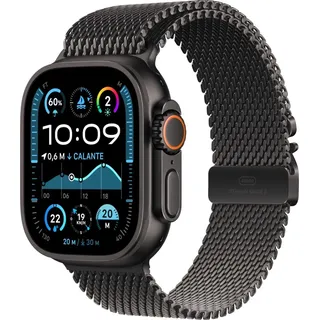 GPS 49 mm Titangehäuse schwarz, Milanaise Armband schwarz M