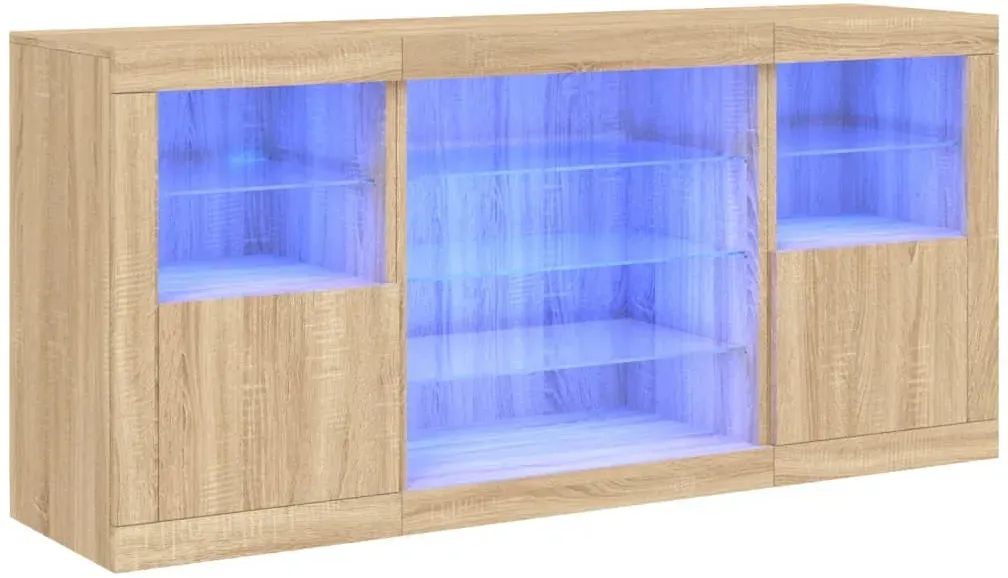 Helloshop26 - Buffet Sideboard Kommode Kleiderschrank Aufbewahrungsmöbel Organizer für Küche Wohnzimmer Lounge mit LED-Beleuchtung 02_0029938