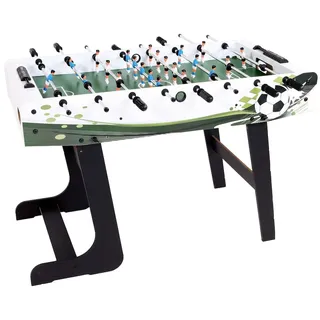 Mendler Tischkicker London, Kicker Kickertisch Tischfussball, klappbar 84x121x105 ~ weiß/grün Fußballmotiv