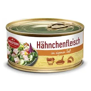 Dreistern Wurstkonserve Hähnchenfleisch im eigenen Saft, Hähnchenfleisch, 300 g