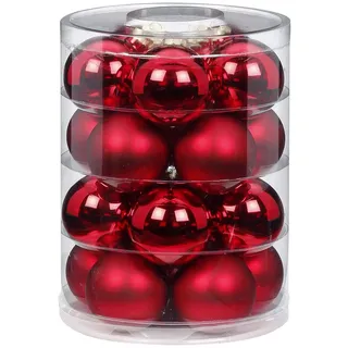 Inge Glas Magic 20 Weihnachtskugeln Ochsenblut | Christbaumkugeln in rot Glanz & matt | Christbaumschmuck aus echtem Glas