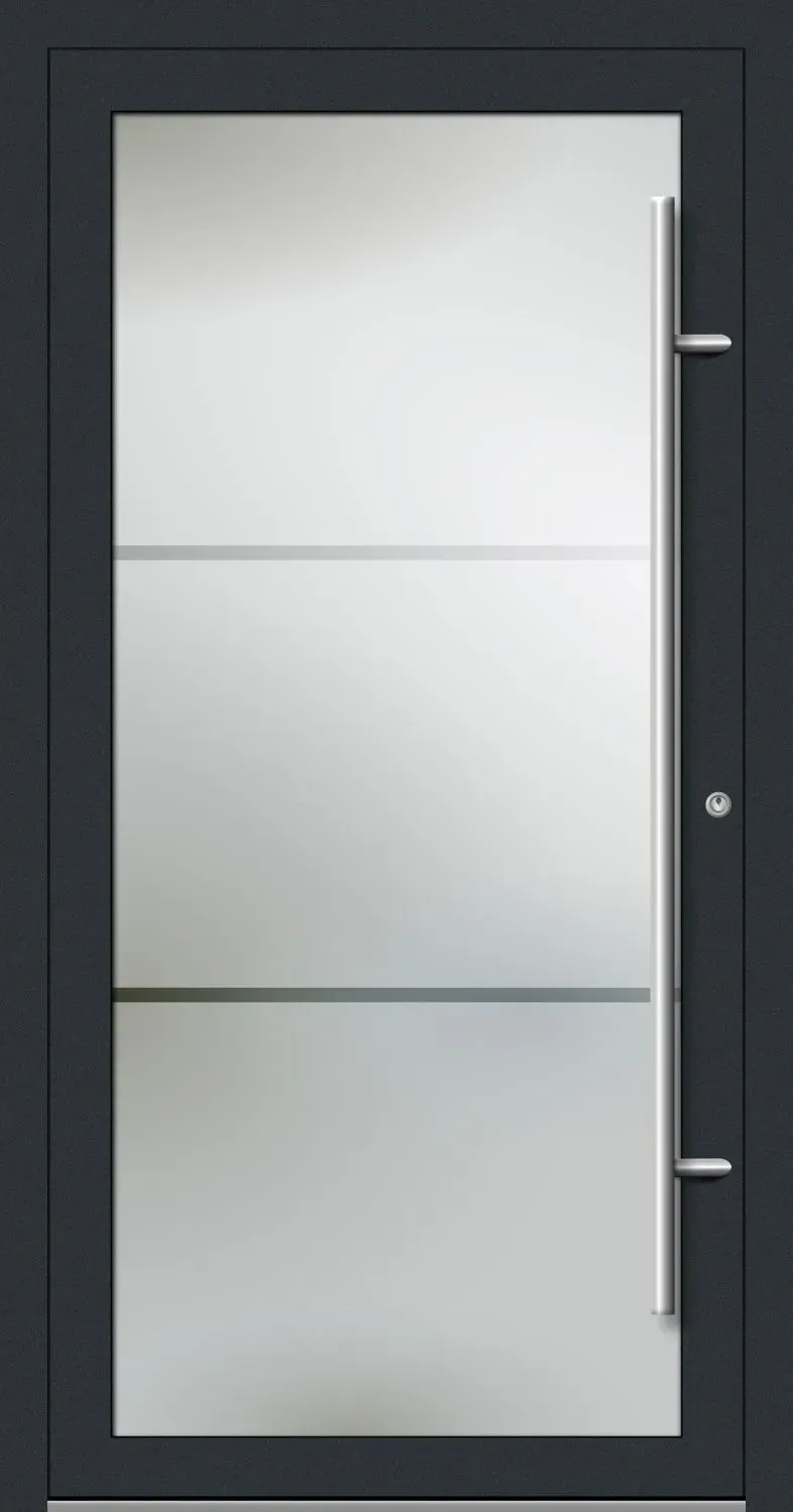 PREMIUM Aluminium-Glas Haustür "LYDIA" 90 mm Vollglas flächenbündig Anthrazit RAL 7016 beidseitig innen öffnend DIN rechts