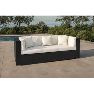 OUTFLEXX Dreisitzer-Sofa, creme/weiß, schwarz, Polyrattan, 210x85x70cm, inkl. Polster + wasserfeste Kissenbox