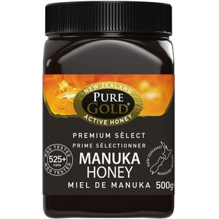 Pure Gold Manuka-Honig 525+ 500 g, Honig aus Neuseeland, im Kunststoffbehälter, MBO-zertifiziert und nach MPI-Standards