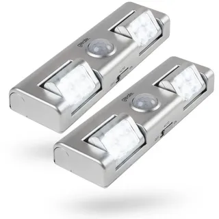 greate 2x LED mit Bewegungsmelder - LED Schrankbeleuchtung mit Bewegungsmelder & einstellbarer Lichtstrahlung für Schrank, Treppe uvm - Schrankbeleuchtung Batterie