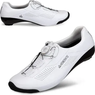 VENERATE FLOW Carbon Fahrradschuhe Herren Damen – Rennradschuhe mit Carbon-Basalt Sohle, hitzeformbare Passform, Atop Drehverschluss, Triathlon &... - Weiß - 39