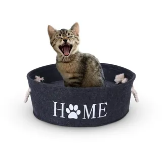 BestLivings Katzenkorb Ø40cm - Kissen Katzenbett Katzenliege Filzbett für Katzen - Haustier Liegeplatz mit Henkel