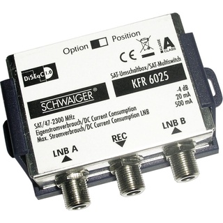 Schwaiger SAT-Umschaltbox 2in1 KFR6025 531 DisEqC Schalter zur Bündelung von 2 Single LNB's auf eine
