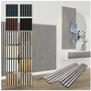 Hexim Wanddekoobjekt APH10 (Akustikpaneele 138,5x60cm - flexible Lamellenwand Holz MDF Wandpaneele Lamellenverkleidung Wandverkleidung Innendekoration schalldämmend (1 Paneel / 0,83 m2 Chicago Concrete - APH10) grau