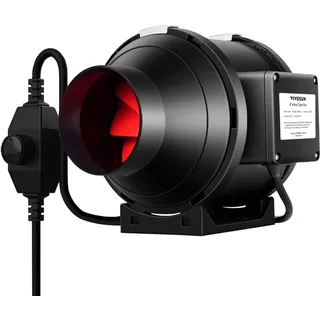 VIVOSUN Rohrventilator 100mm, 323m3/h EC-Motor leiser Rohrlüfter, Abluftventilator mit Geschwindigkeitsregler, R4 Rohrventilator für Growbox, Growzelt und Gewächshaus Hydrokultur